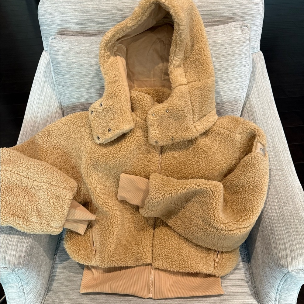 Cozy Tan Sherpa Jacket with Hood
